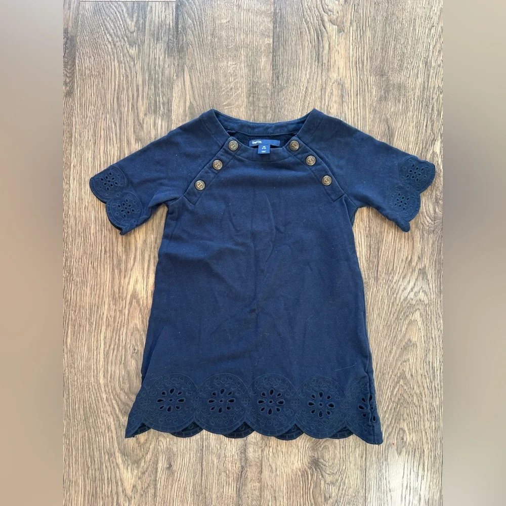 GAP Navy Blue Kids Dress with Button Detail